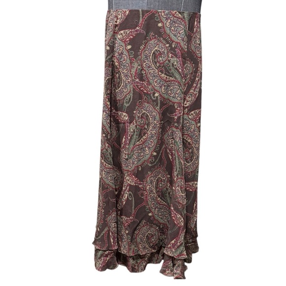 Lauren Ralph Lauren Dresses & Skirts - Lauren Ralph Lauren Silk Paisley Maxi Skirt Brown Size 18W Ruffle Tiered Fairy